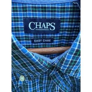 Chaps Easy‎ Care XL Tall Men's Blue Plaid Long Sleeve Shirt